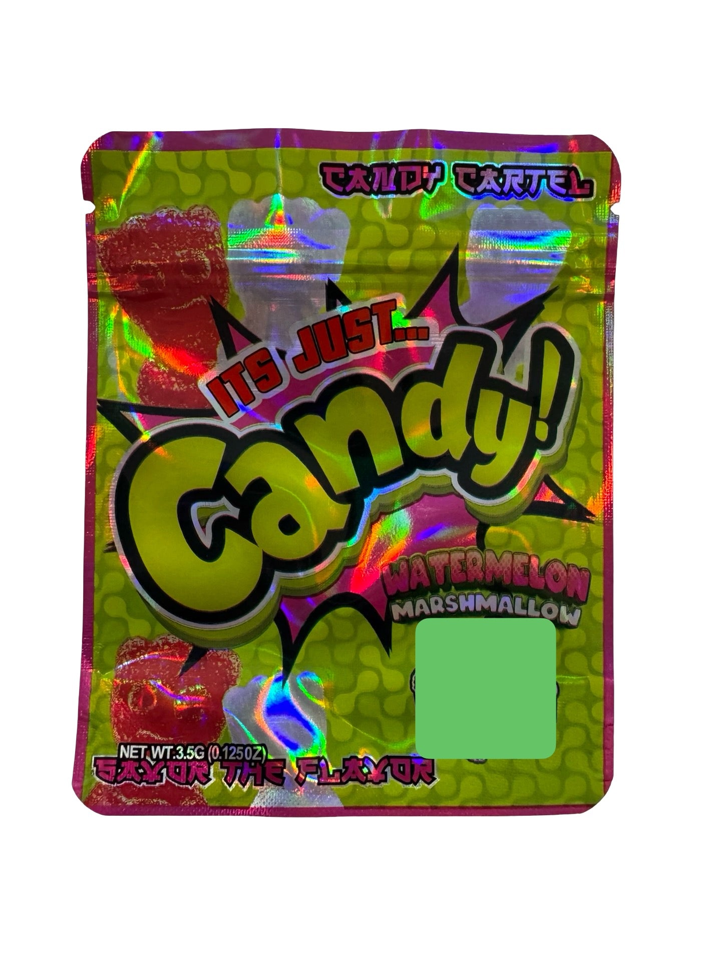 Watermelon Marshmallow Zour Patch 3.5g Mylar Bags & Boxes Candy Cartel