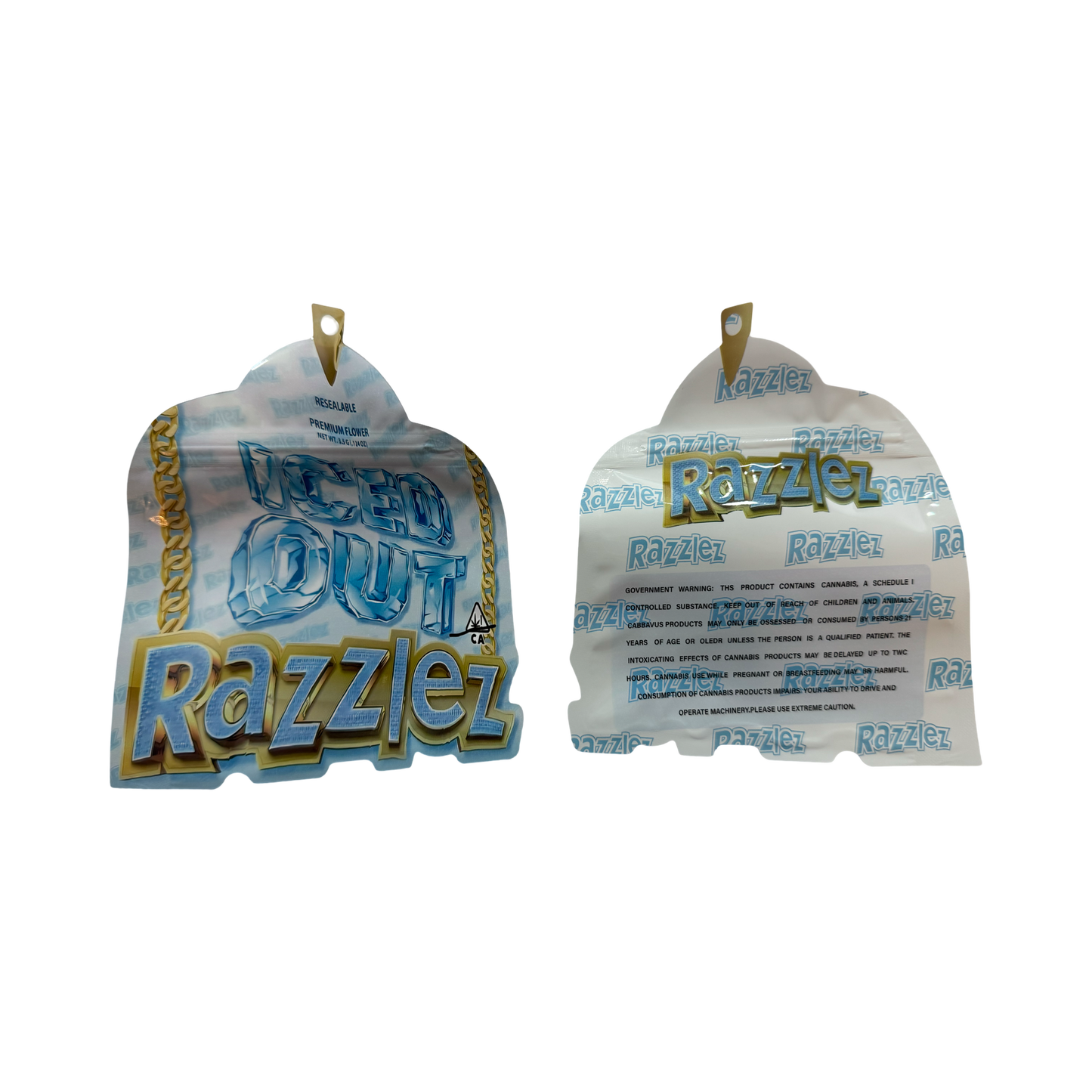 Iced Out Mylar Bags 3.5g Razzlez (Defect)