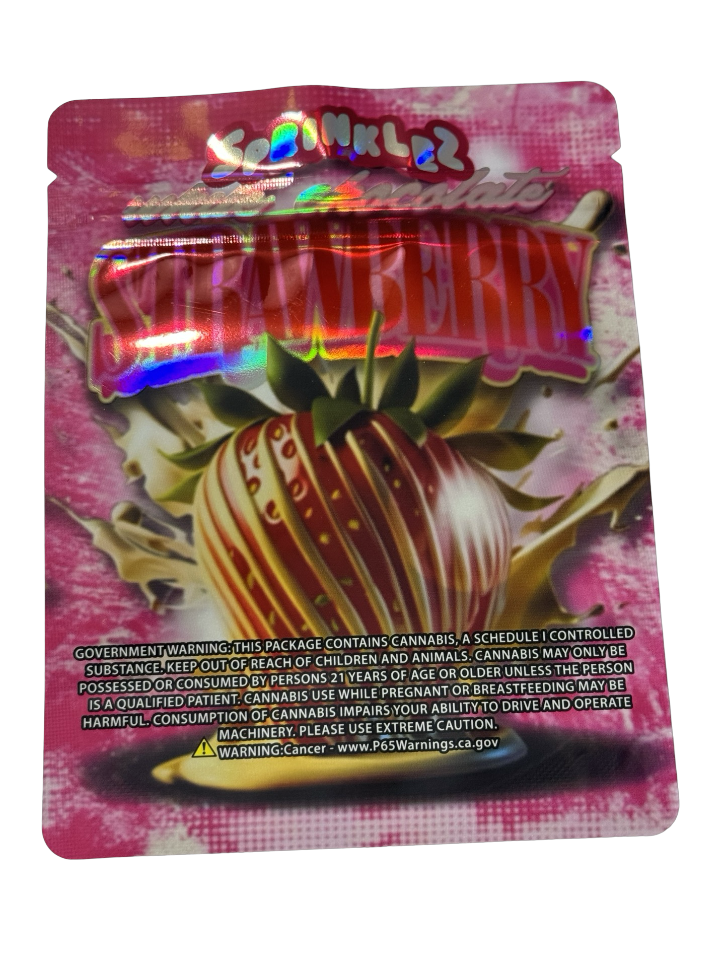 White Chocolate Strawberry Mylar Bags 3.5g Sprinklez