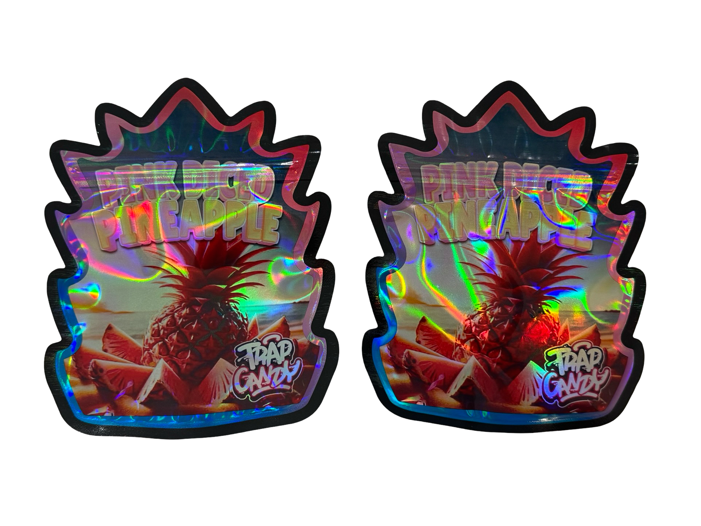 Pink Diced Pineapple Mylar Bags 3.5g Trap Candy