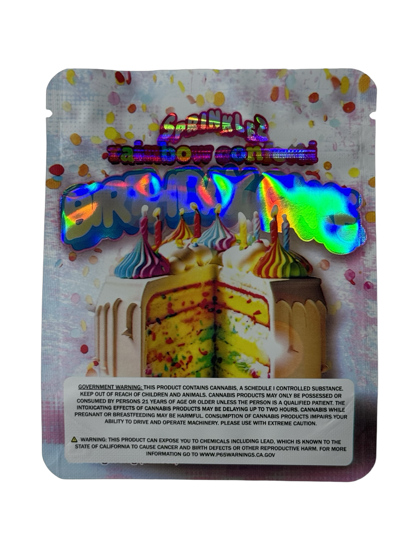 Rainbow Confetti Birthday Cake Mylar Bags 3.5g Sprinklez
