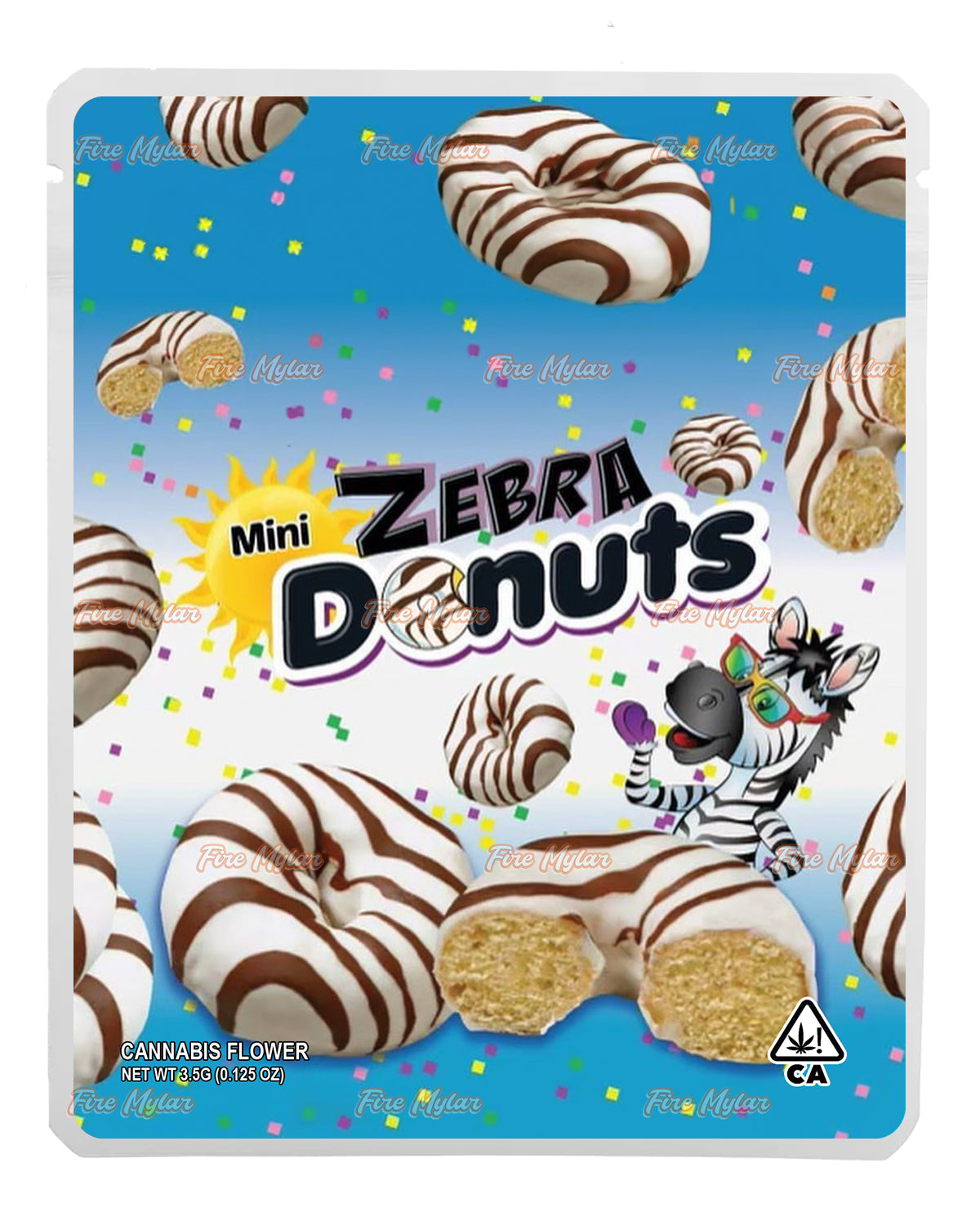 Zebra Mini Donuts Customizable Mylar Bags