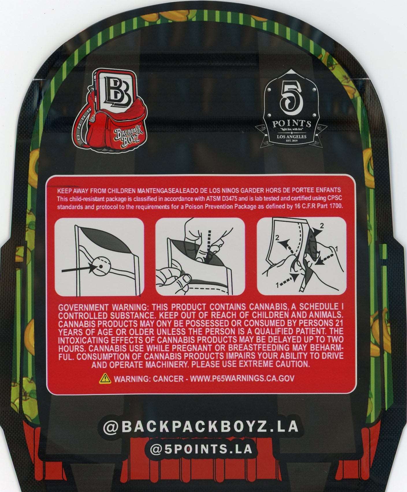 Backpack Boyz Mylar Bags 3.5g - Apples and Bananas
