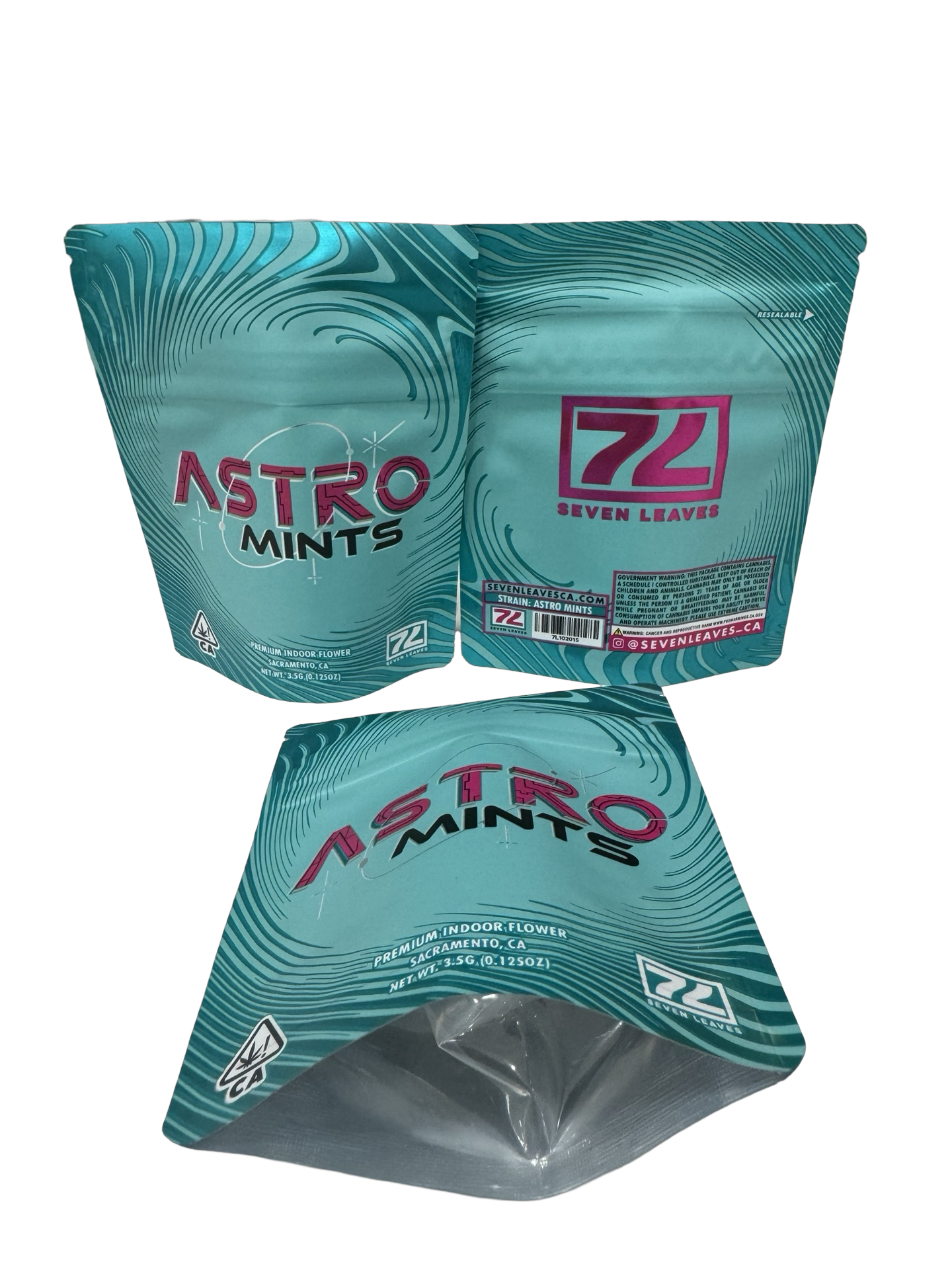 Astro Mints Mylar Bags 3.5g Seven Leaves