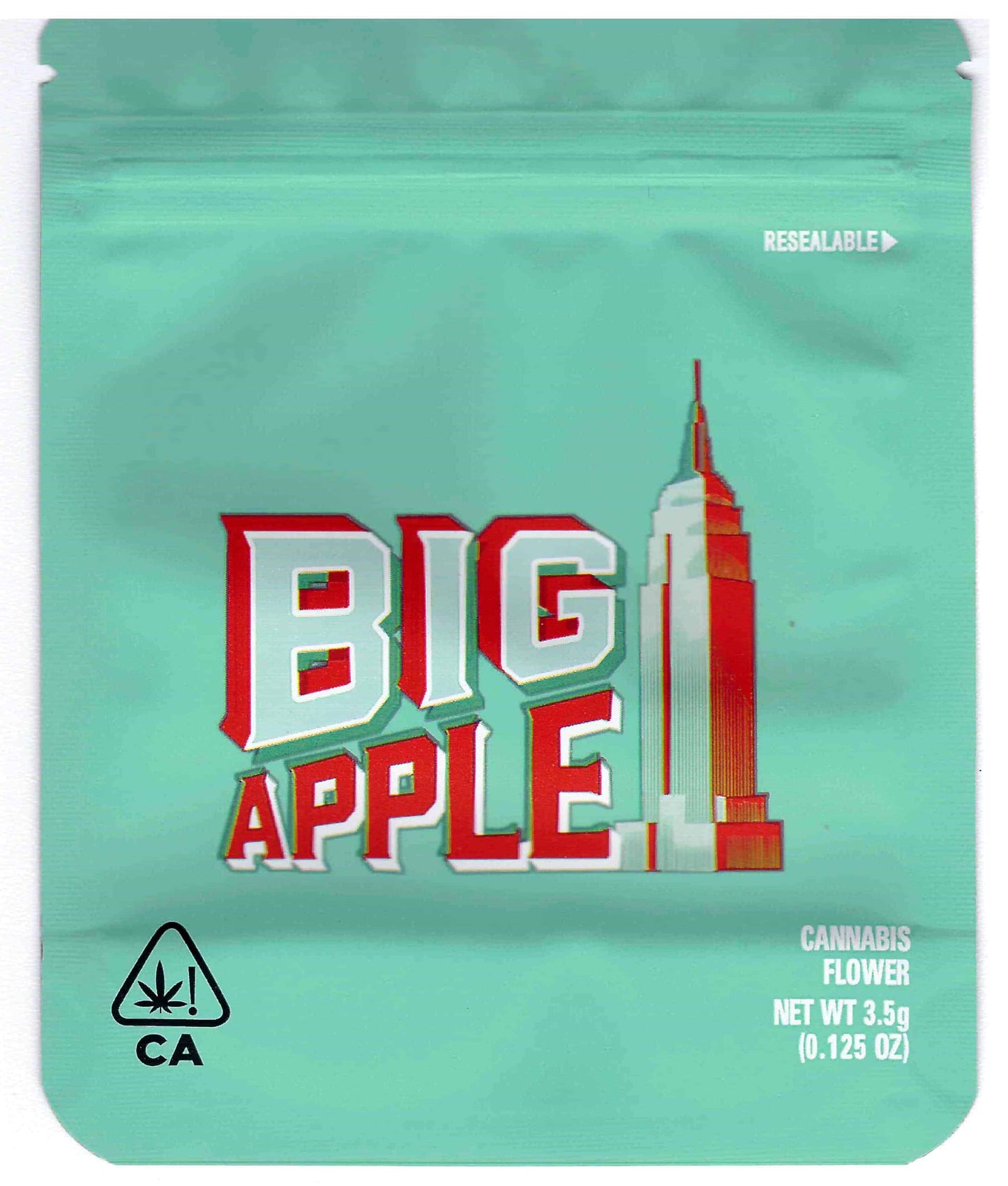 BIG APPLE Mylar Bags 3.5g Grams Minntz SOFT TOUCH MYLAR BAG, MYLAR BAG WITH HOLOGRAM, MYLAR BAG WITH PRINTED GUSSET front
