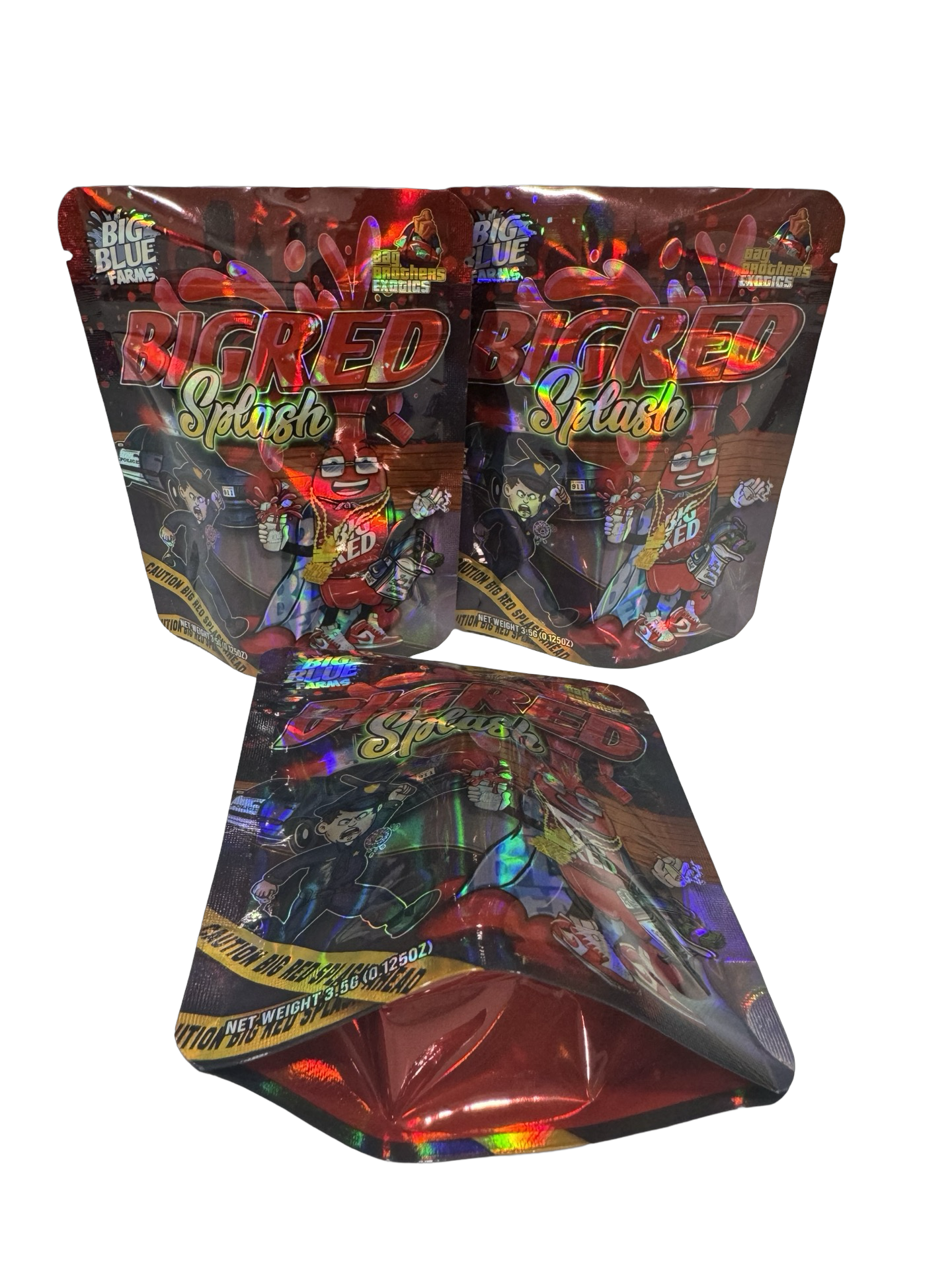 Big Red Splash Mylar Bags 3.5g Big Blue Farms