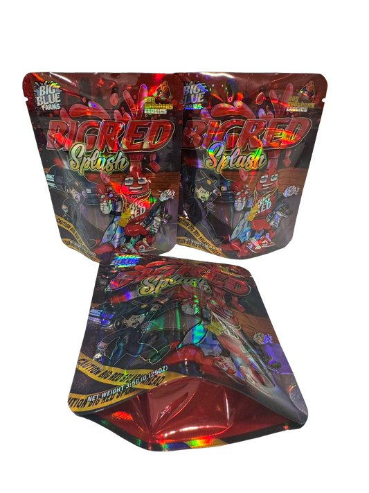 Big Red Splash Mylar Bags 3.5g Big Blue Farms