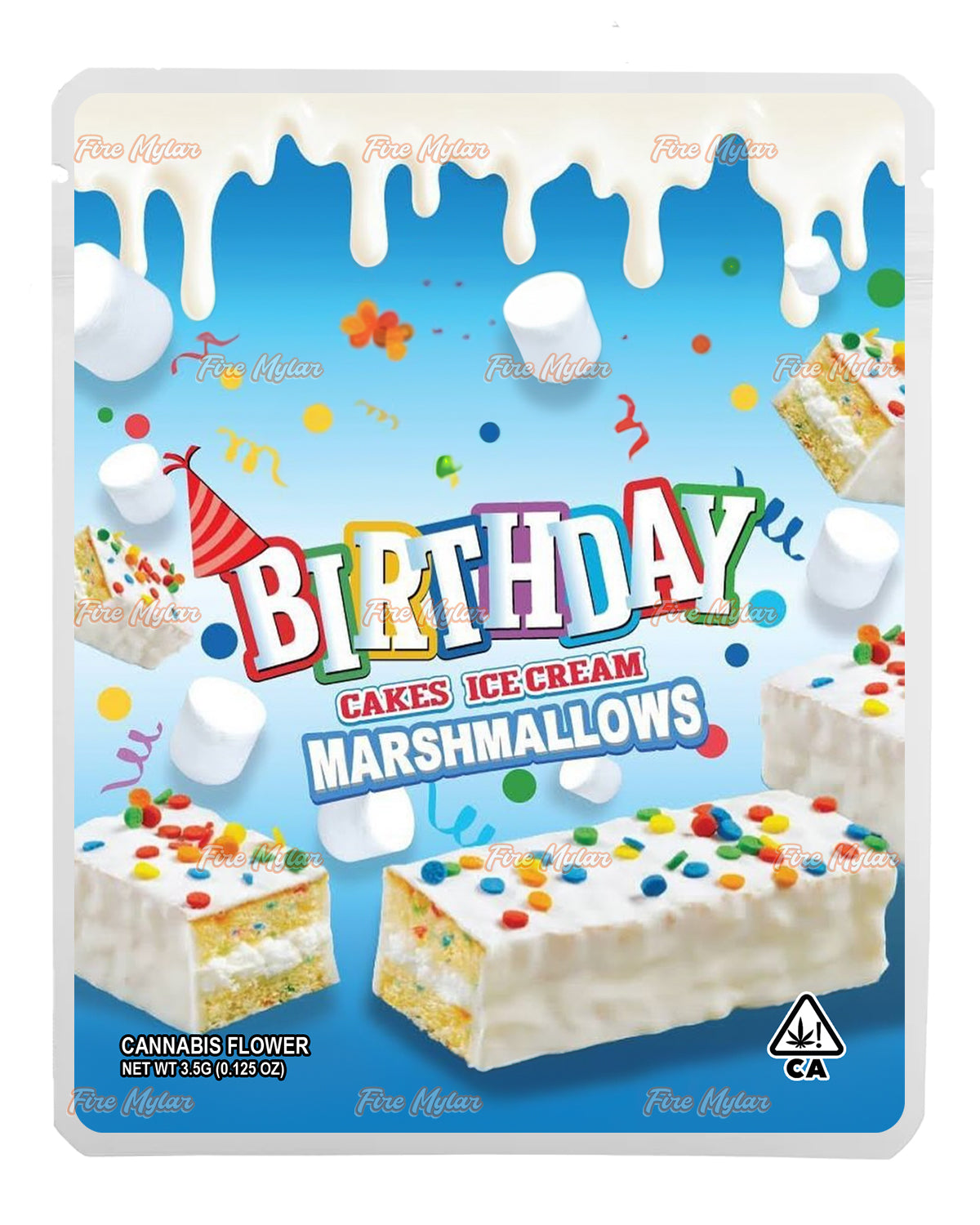 Birthday Cakes Ice Cream Marshmallows Customizable Mylar Bags