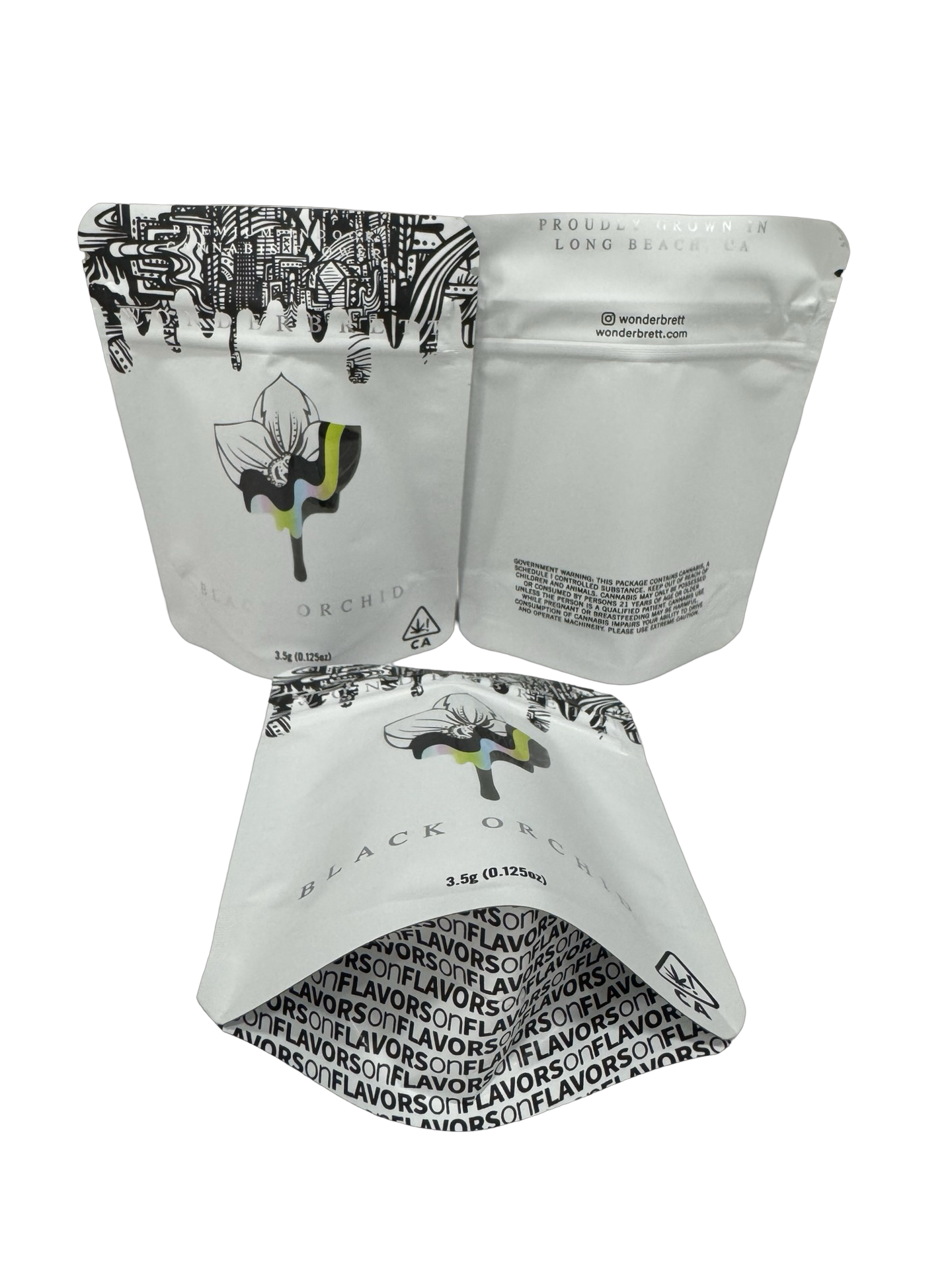 Black Orchid Mylar Bags 3.5g Wonderbrett