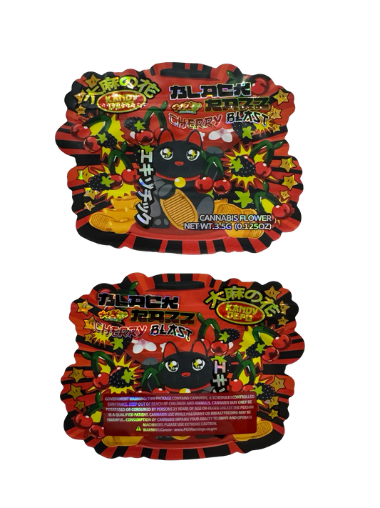 Black Razz Cherry Blast Mylar Bags 3.5g Kandy Depo