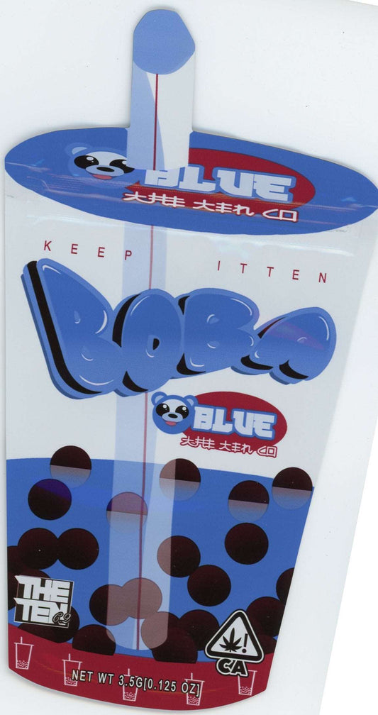 Blue Boba Mylar Bags 3.5g Grams The Ten Co DIE-CUT MYLAR BAG front