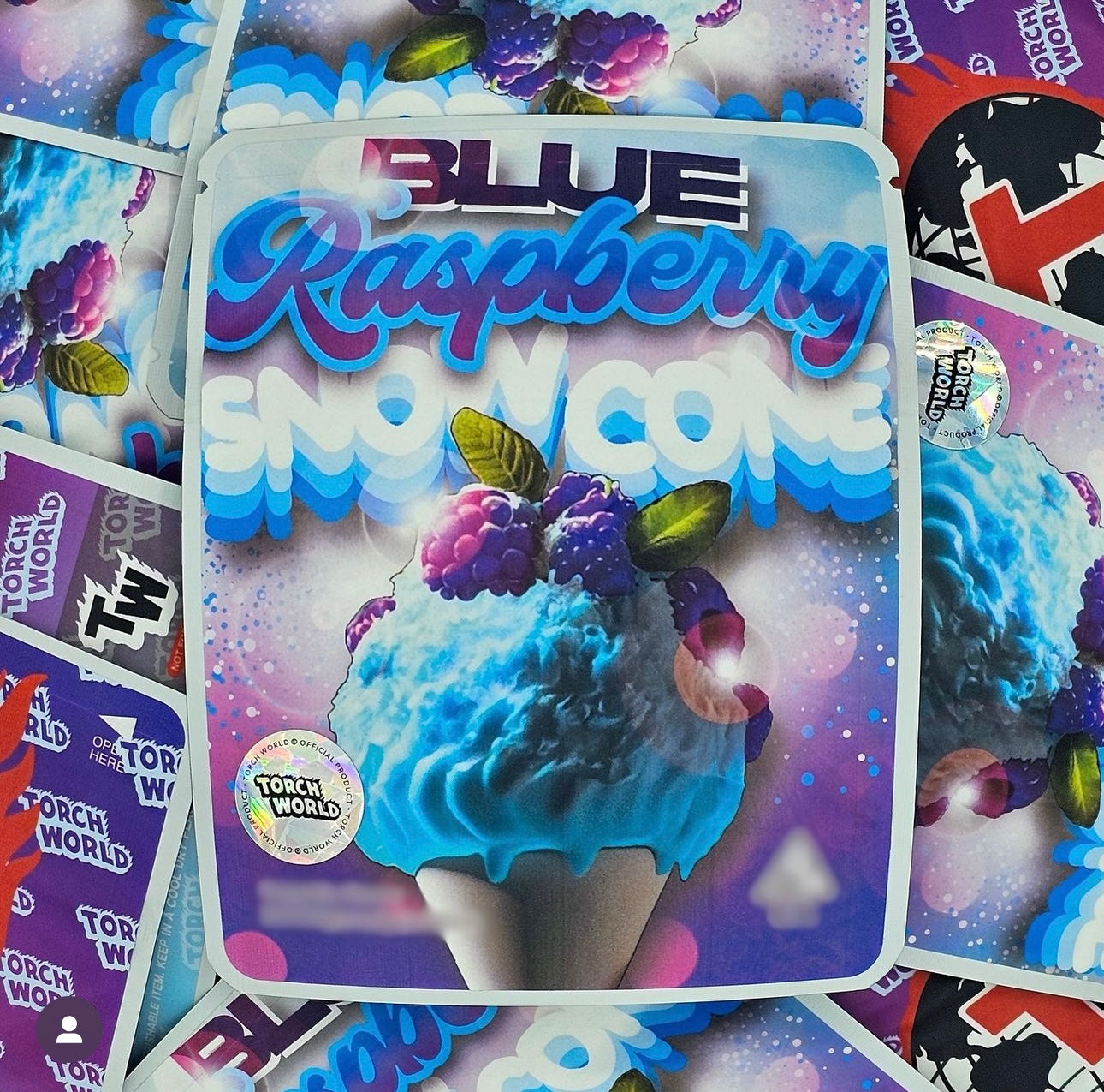 Blue Raspberry Snow Cone 3.5g Mylar Bags Sprinklez Torch World