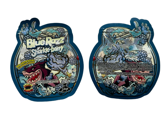 Blue Razz Sharkle-berry Mylar Bags 3.5g Deep in the Bag