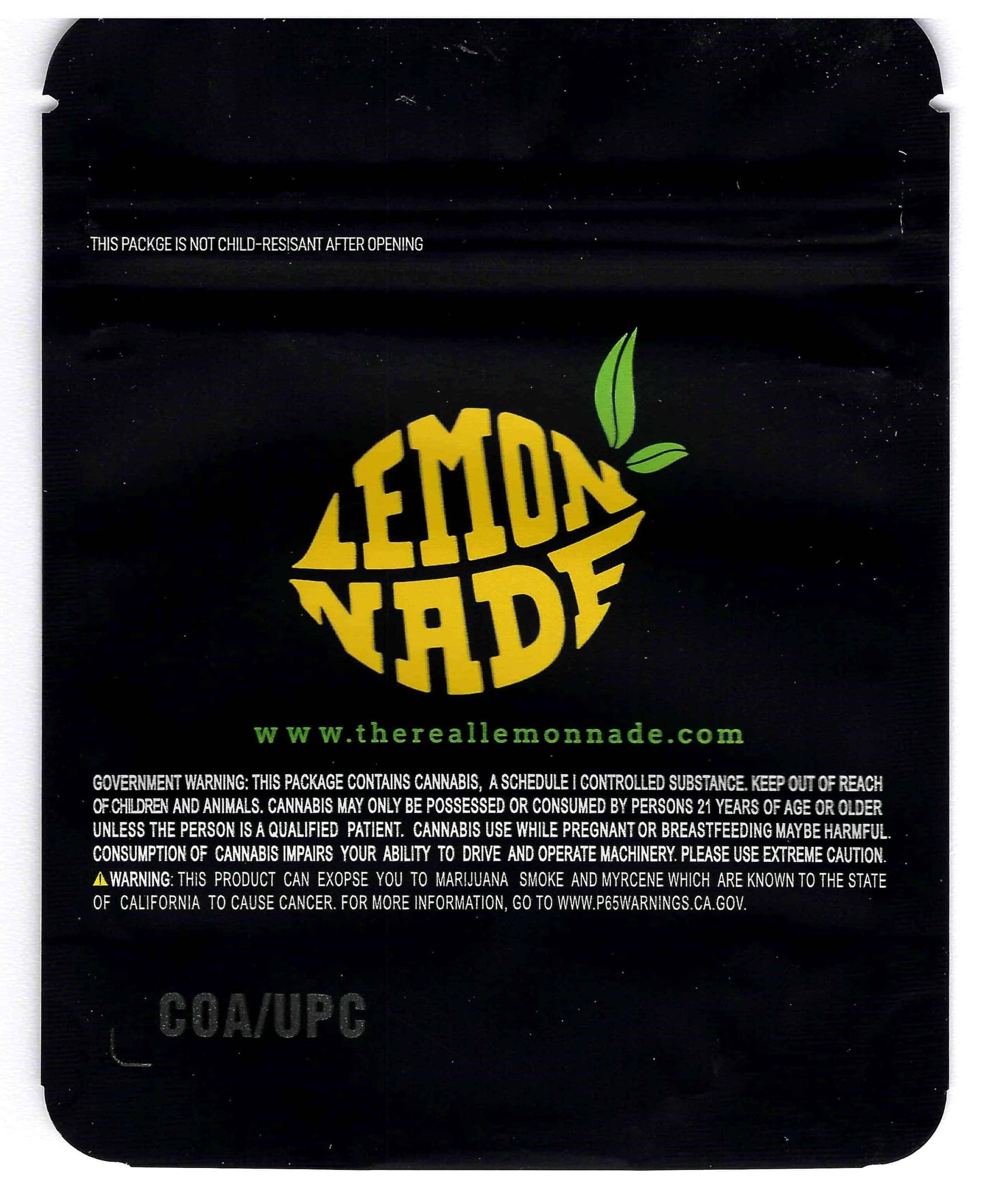 Lemonnade Mylar Bags 3.5g - Caffeine