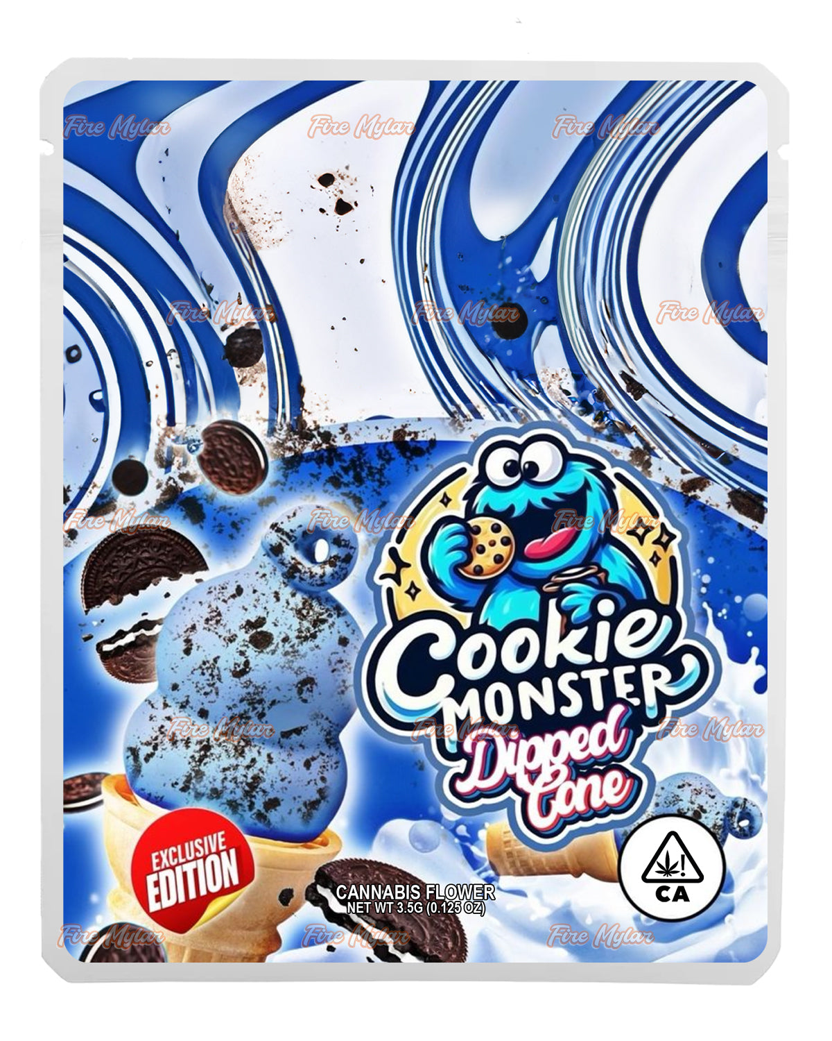 Cookie Monster Dipped Cone Customizable Mylar Bags