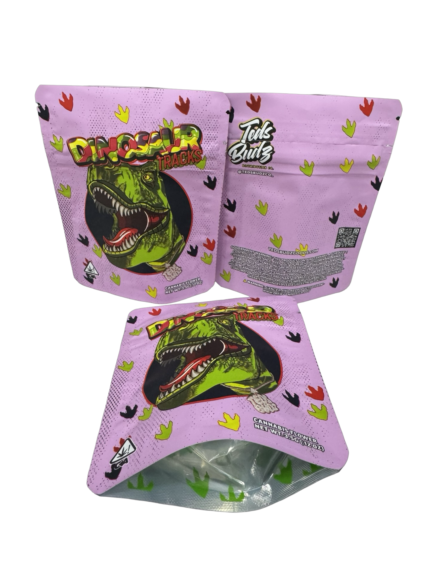 Dinosaur Tracks Mylar Bags 3.5g Teds Budz