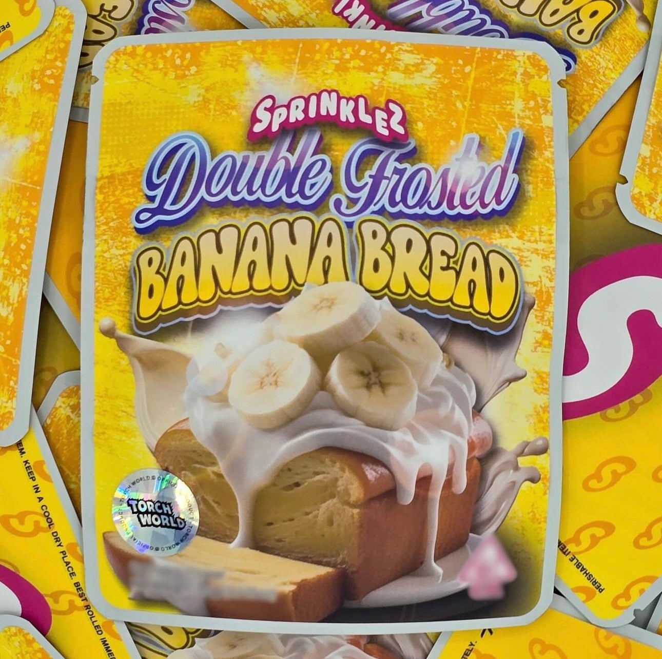 Double Frosted Banana Bread 3.5g Mylar Bags Sprinklez Torch World