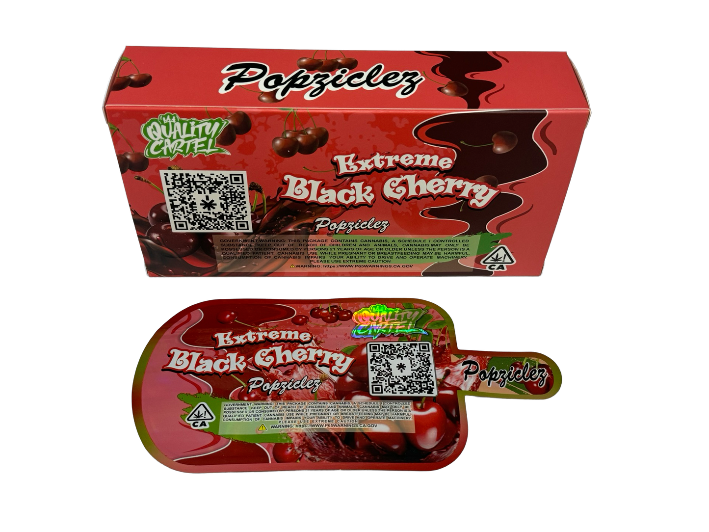 Extreme Black Cherry Popziclez 3.5g Mylar Bags & Boxes Quality Cartel