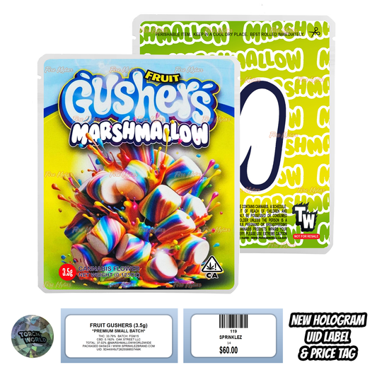 Fruit Gushers Marshmallow 3.5g Mylar Bags Sprinklez Torch World