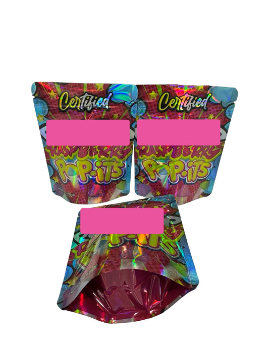 Raspberry Pop-Itz Push Popz Mylar Bags 3.5g Certified