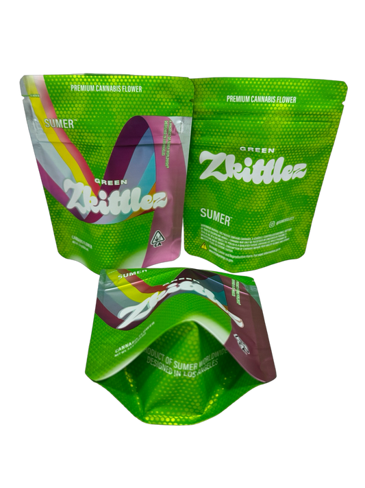 Green Zkittlez Mylar Bags 3.5g Sumer