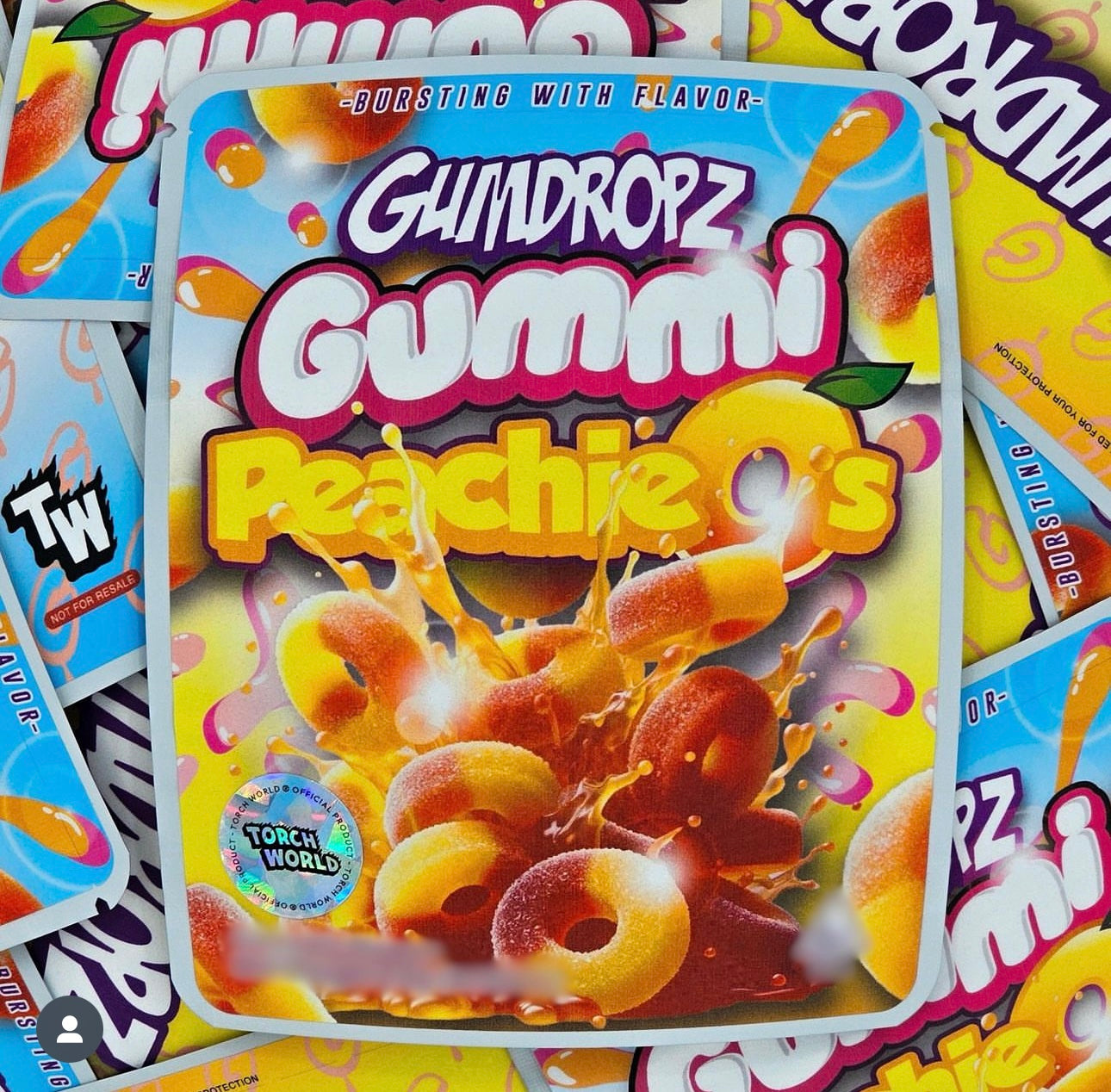 Gummi Peachie O's Gumdropz 3.5g Mylar Bags Sprinklez Torch World
