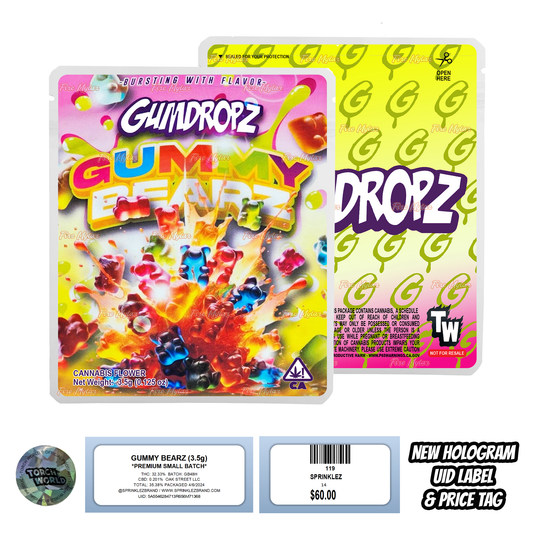 Gummy Bearz Gumdropz 3.5g Mylar Bags Sprinklez Torch World