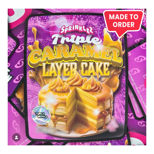 Triple Caramel Layer Cake 3.5g Mylar Bags Sprinklez Torch World (made-to-order)