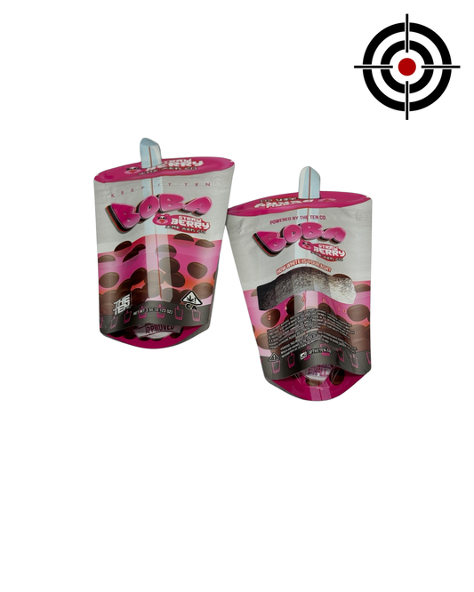 Strawberry Boba Mylar Bags 3.5g The Ten Co