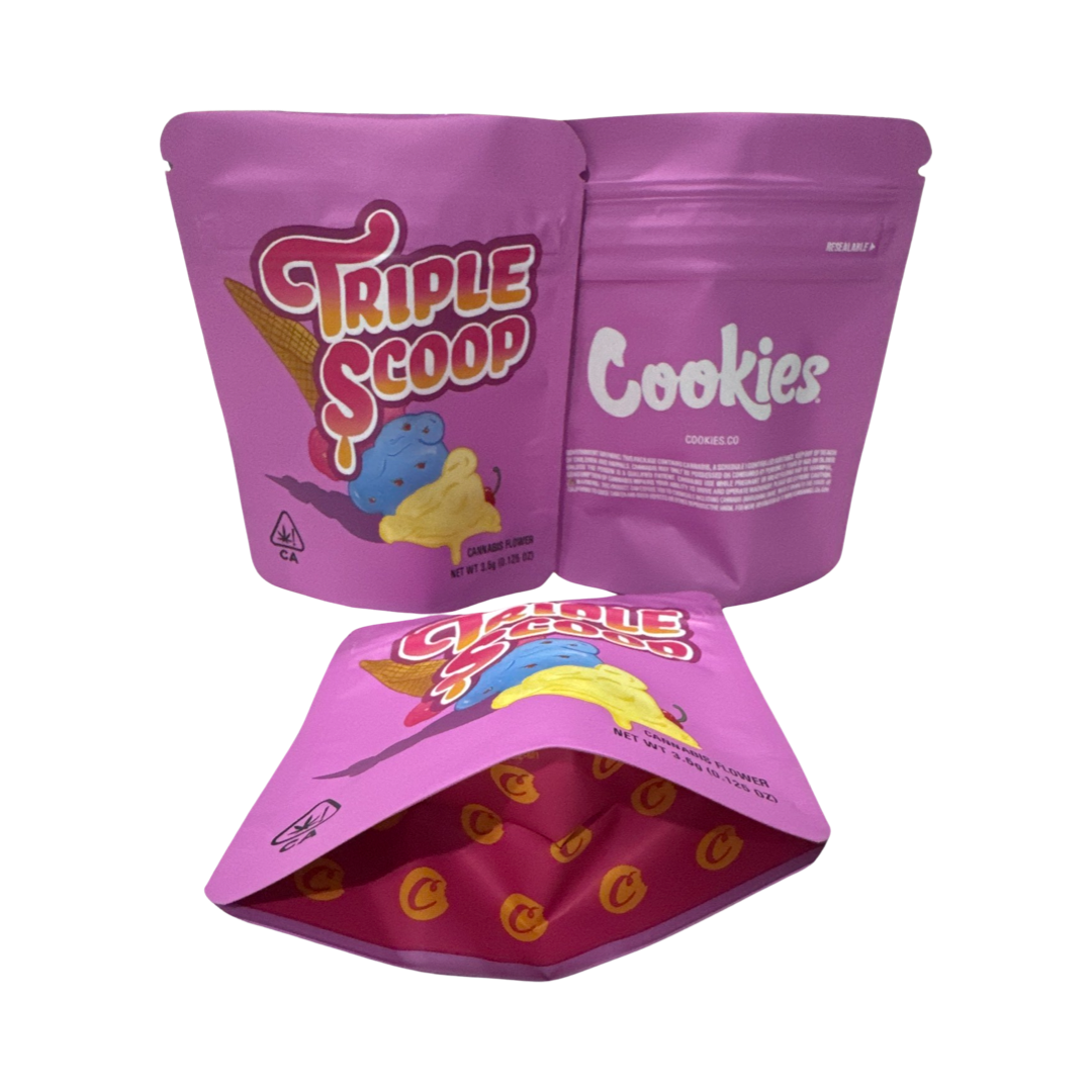 Triple Scoop Mylar Bags 3.5g Cookies