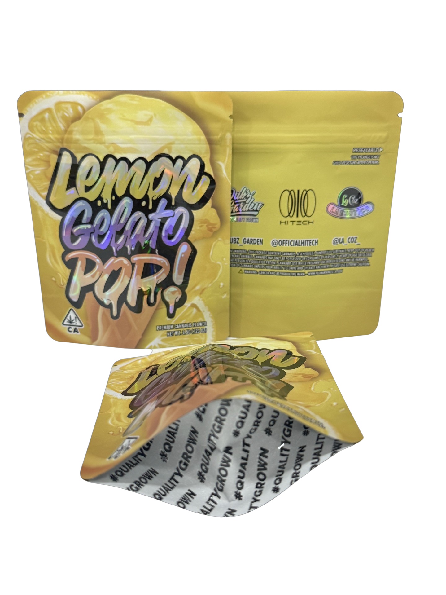 Lemon Gelato Pop Mylar Bags 3.5g Dubz Garden