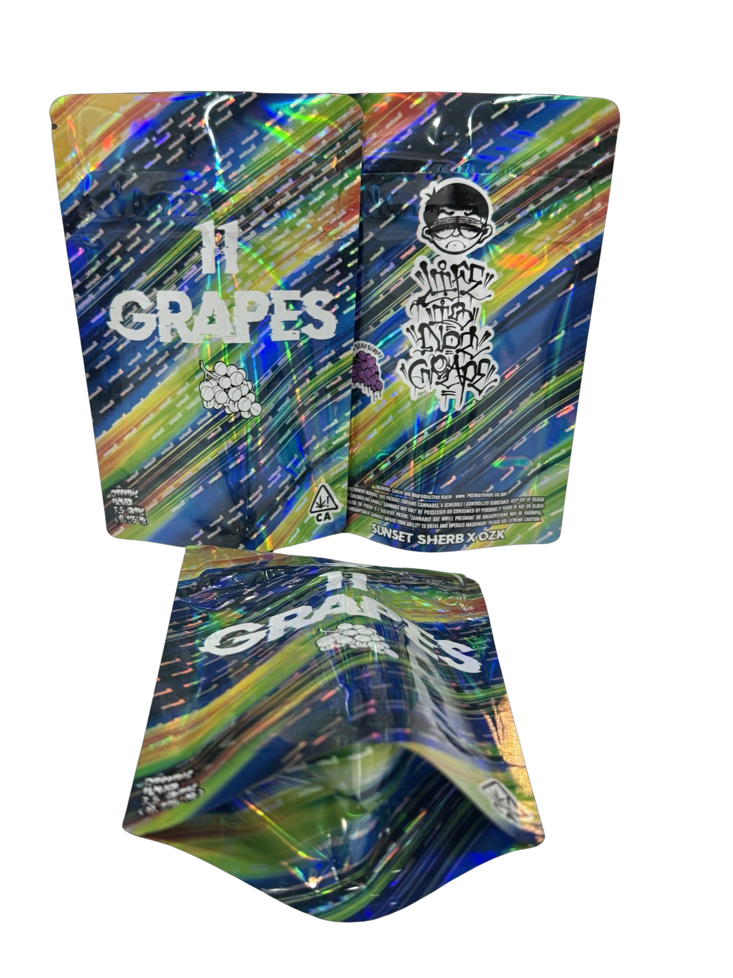 11 Grapes Mylar Bags 3.5g Life is Not Grape
