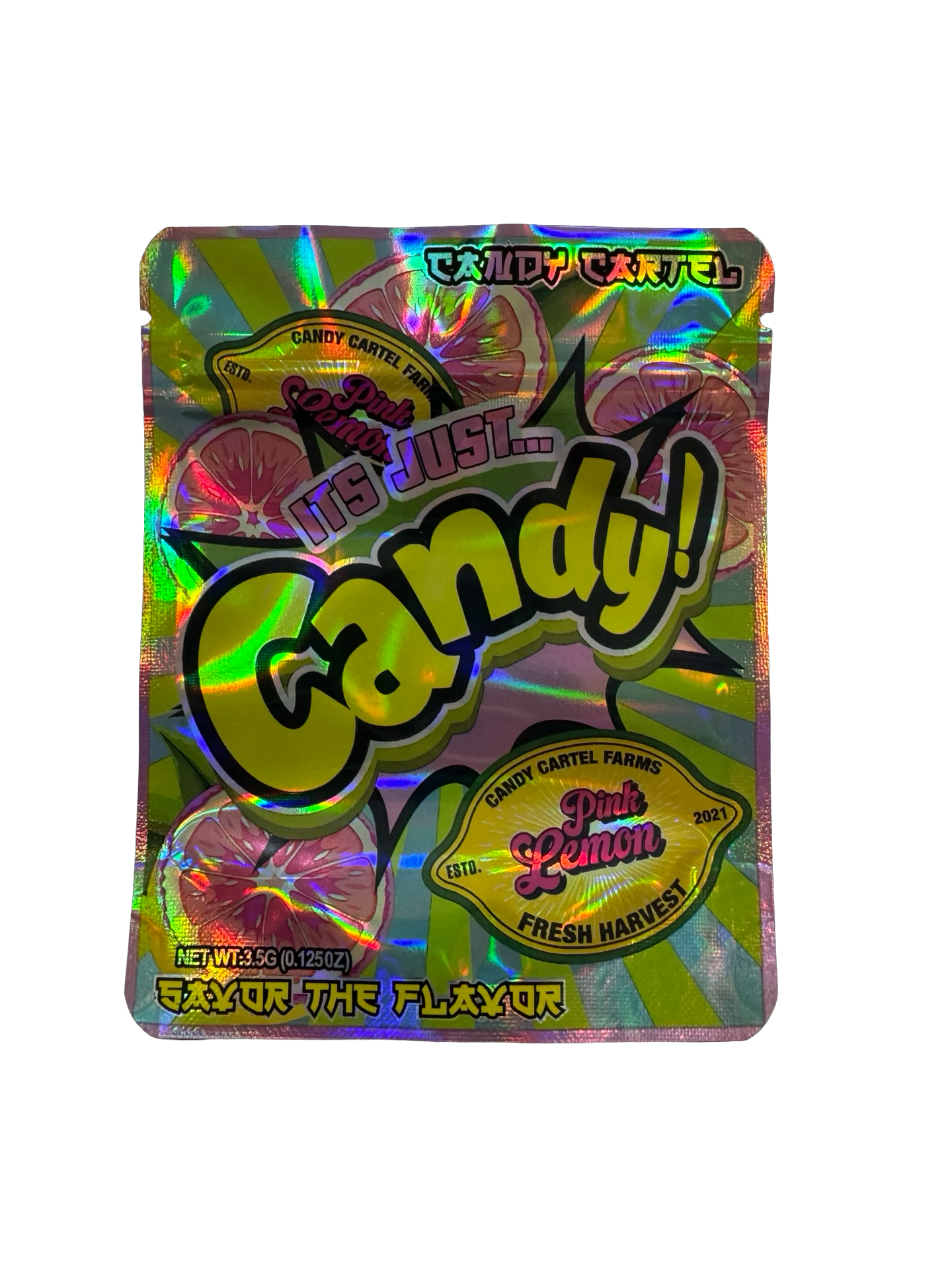 Pink Lemon 3.5g Mylar Bags & Boxes Candy Cartel