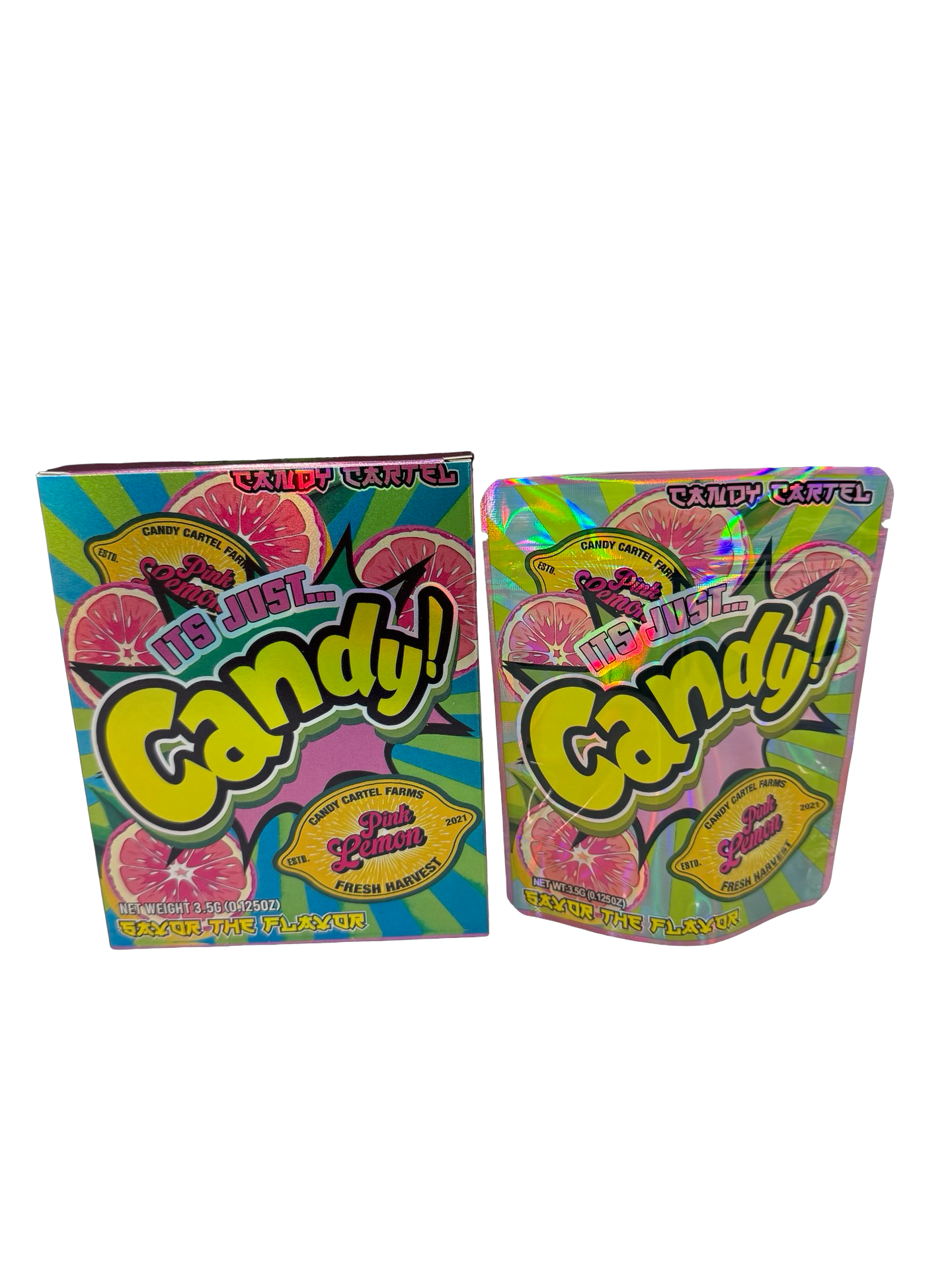 Pink Lemon 3.5g Mylar Bags & Boxes Candy Cartel