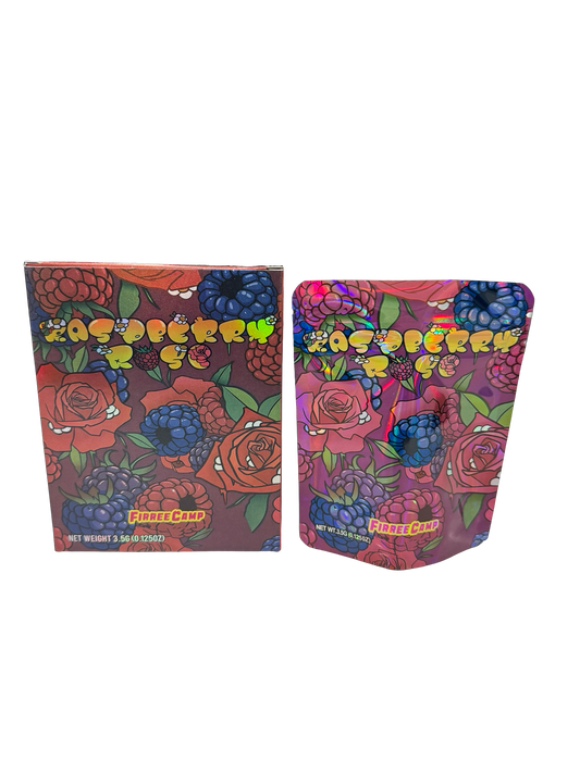 Raspberry Rose 3.5g Mylar Bags & Boxes Firree Camp