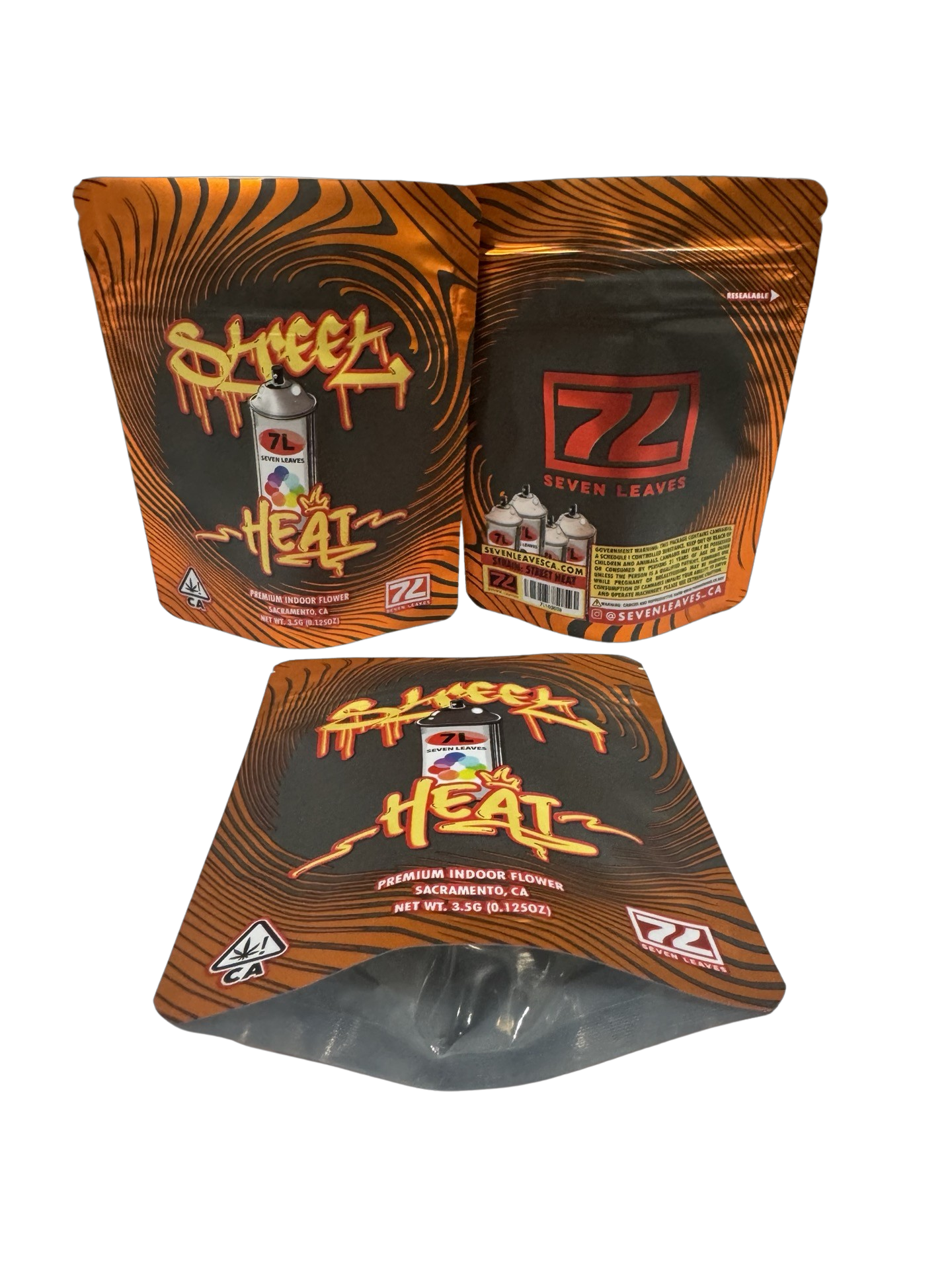 Street Heat Mylar Bags 3.5g Seven Leaves