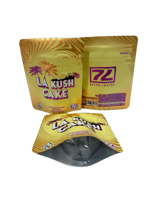 LA Kush Cake Mylar Bags 3.5g Seven Leaves