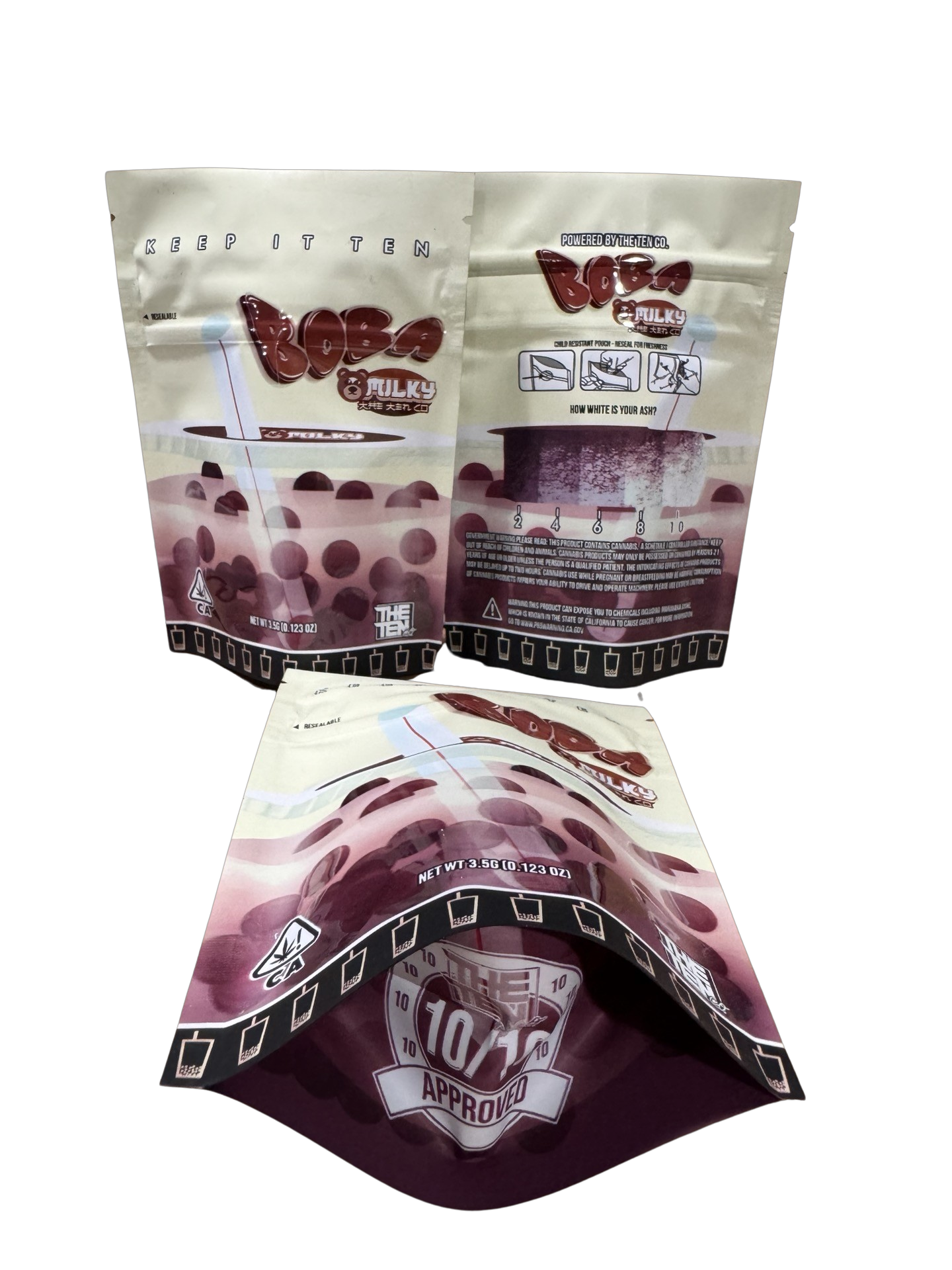 Milky Boba Mylar Bags 3.5g The Ten Co