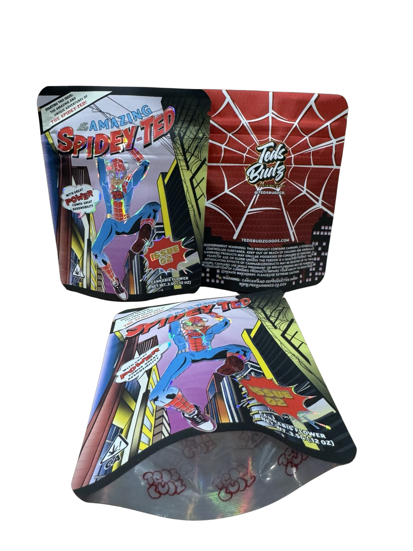 The Amazing Spidey-TED Issue 2 Mylar Bags 3.5g Teds Budz