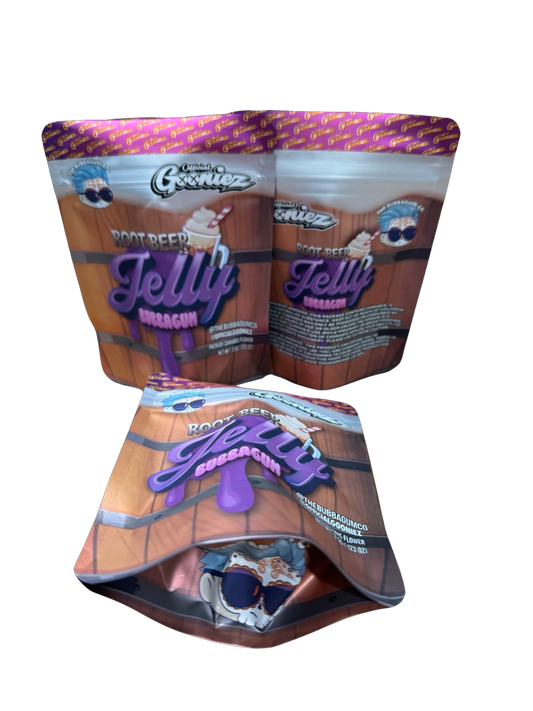 Root Beer Jelly Bubbagum Mylar Bags 3.5g Gooniez