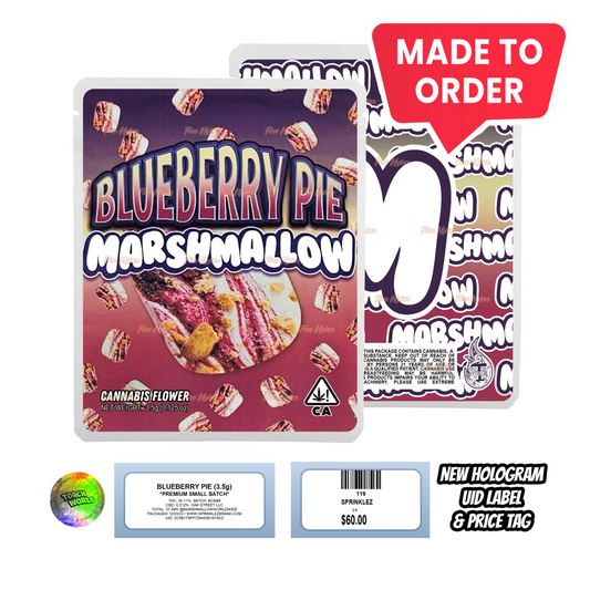 Blueberry Pie Marshmallow (RETRO) 3.5g Mylar Bags Sprinklez Torch World (made-to-order)