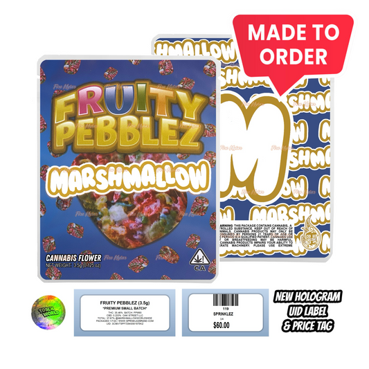 Fruity Pebblez Marshmallow (RETRO) 3.5g Mylar Bags Sprinklez Torch World (made-to-order)