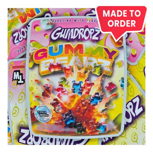 Gummy Bearz Gumdropz 3.5g Mylar Bags Sprinklez Torch World (made-to-order)