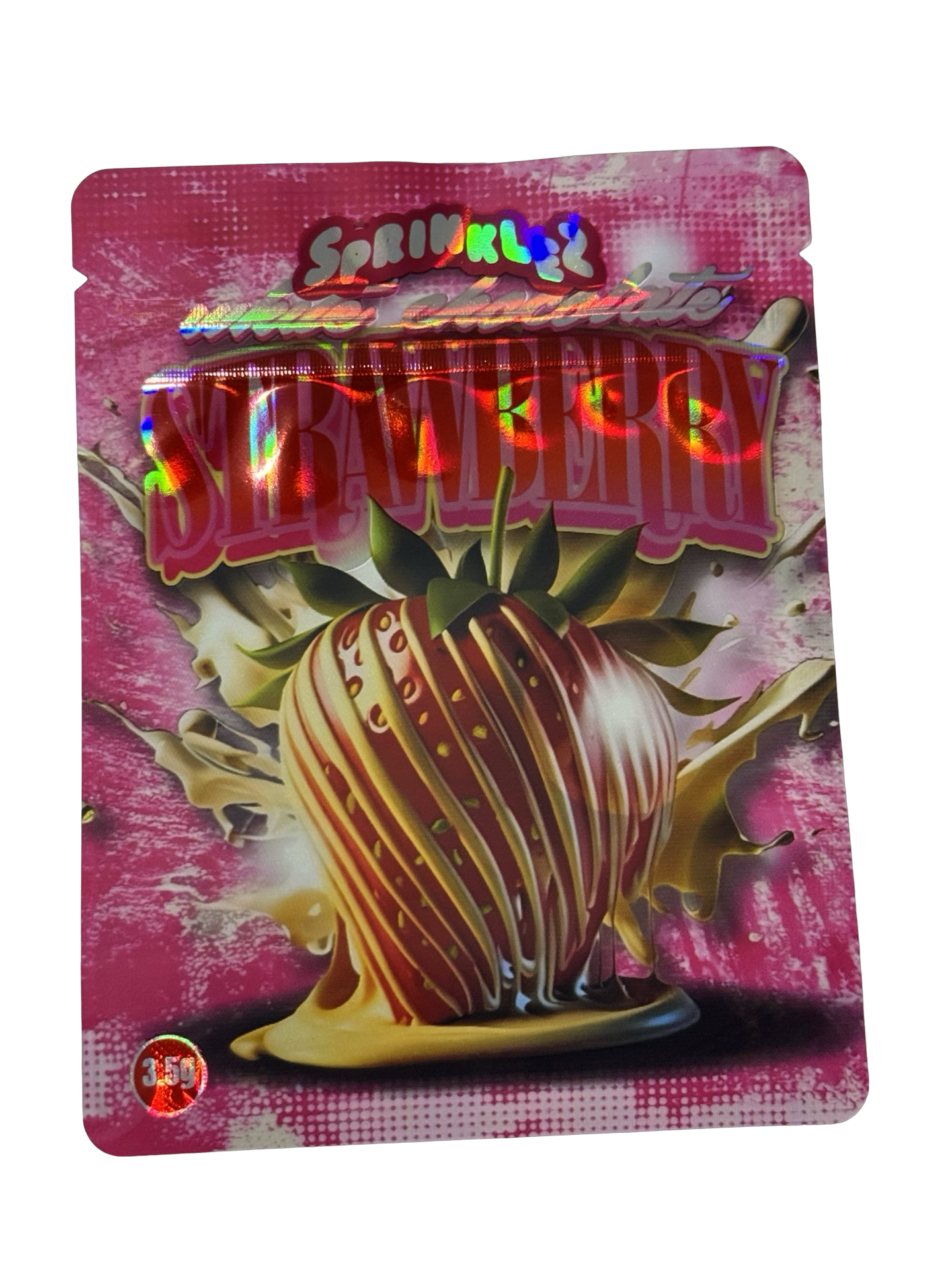 White Chocolate Strawberry Mylar Bags 3.5g Sprinklez