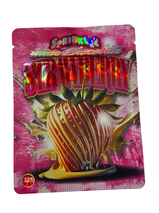 White Chocolate Strawberry Mylar Bags 3.5g Sprinklez