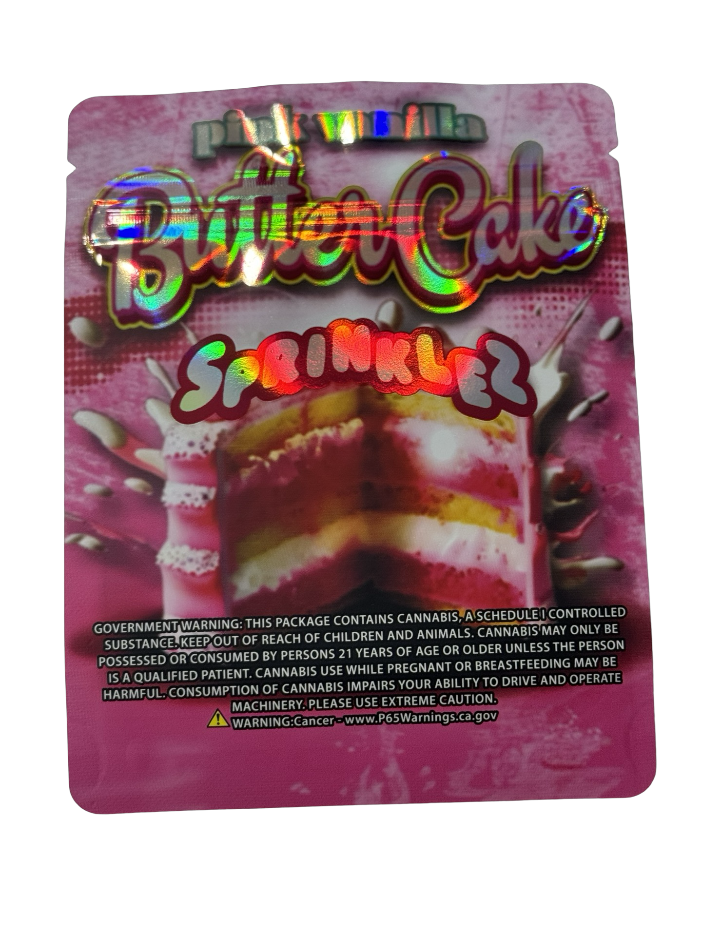 Pink Vanilla Butter Cake Mylar Bags 3.5g Sprinklez