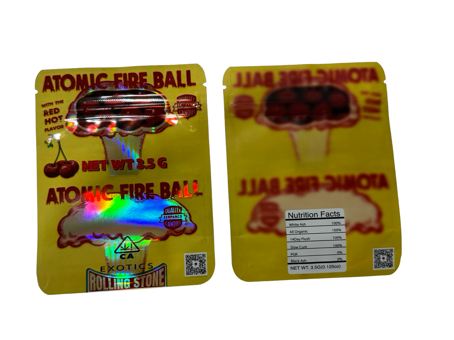 Atomic Fire Ball Mylar Bags 3.5g Rolling Stone Exotic