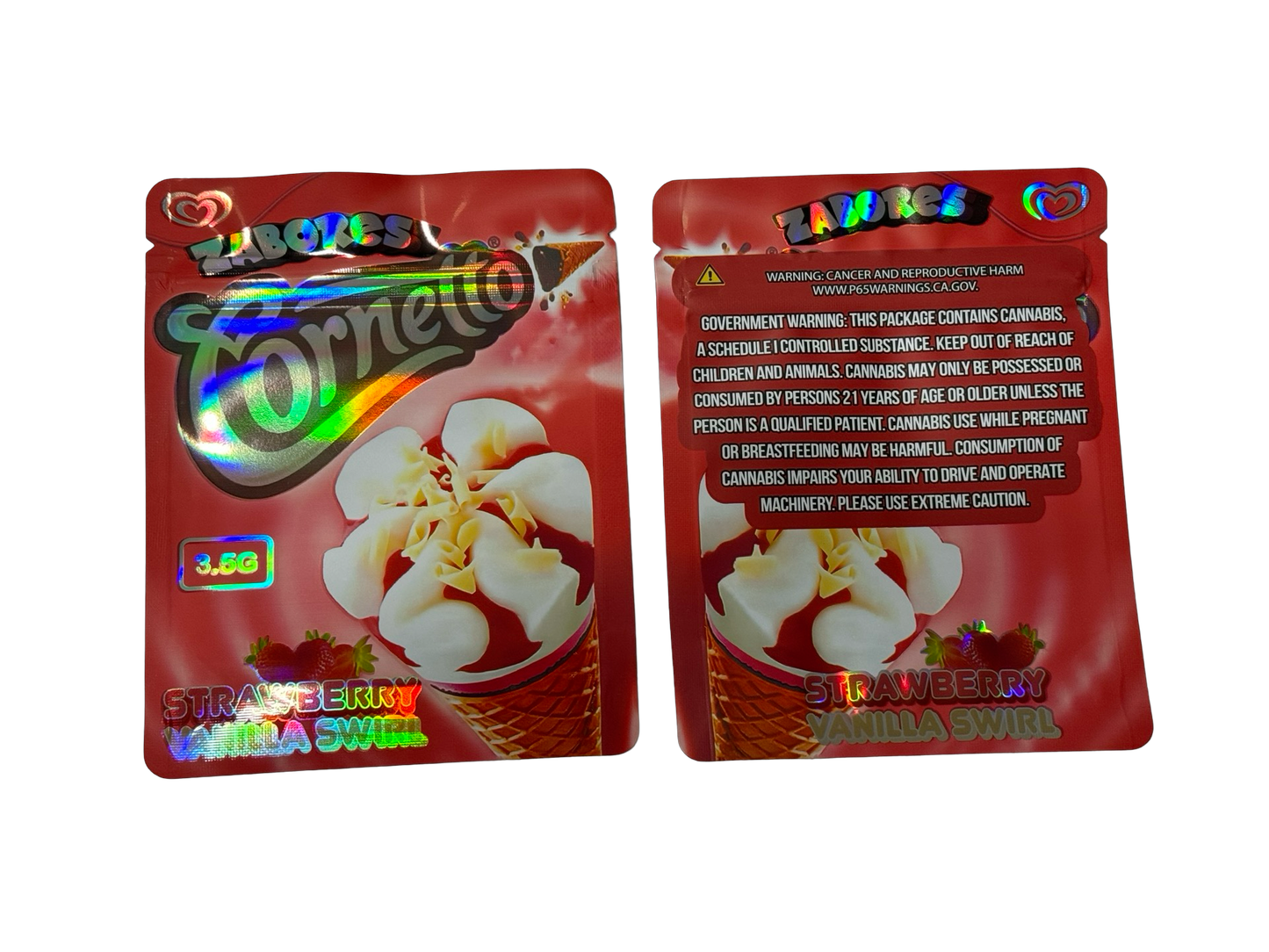 Strawberry Vanilla Swirl Mylar Bags 3.5g Zabores