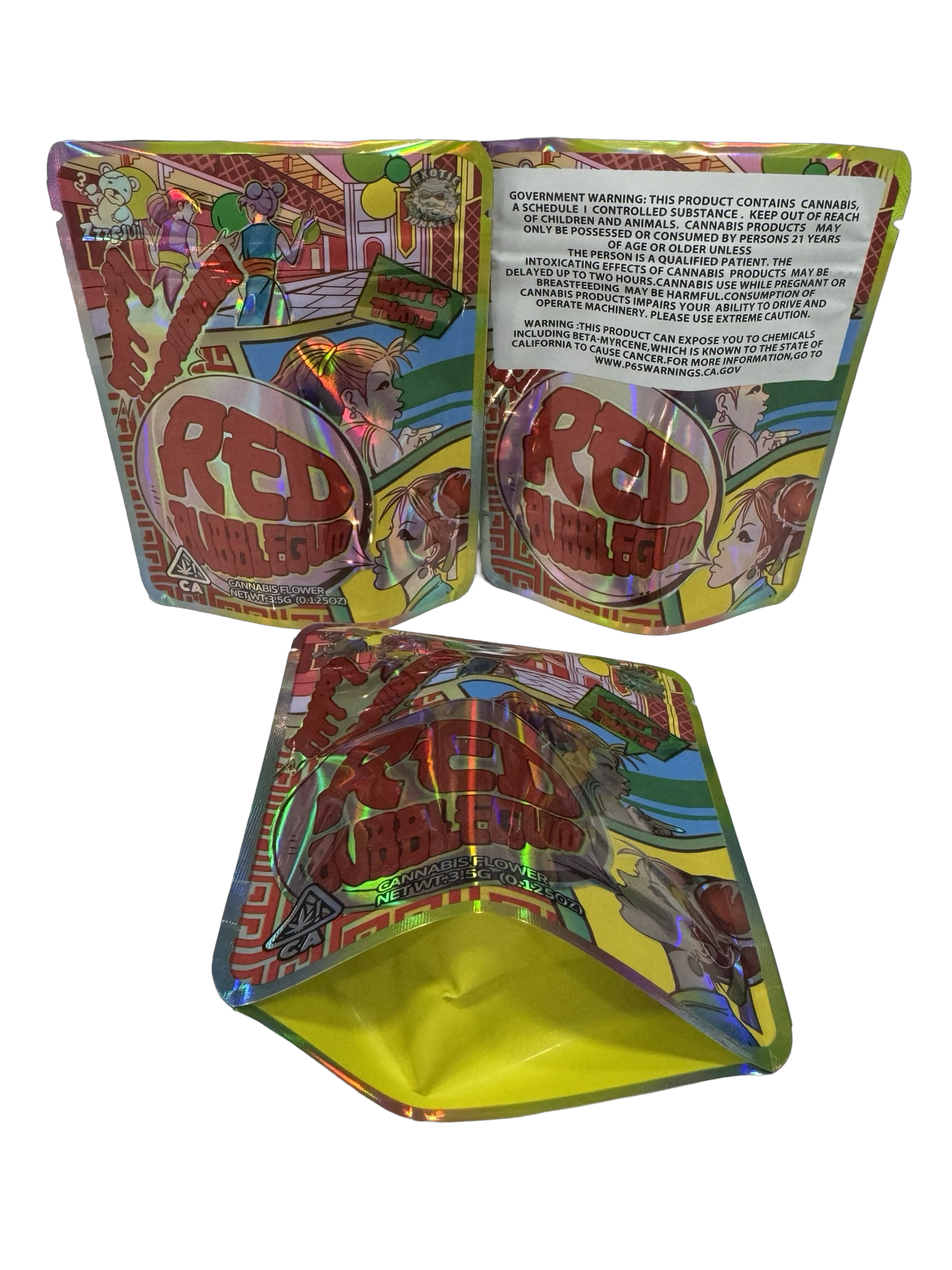 Red Bubblegum Mylar Bags 3.5g Exotic Junkies