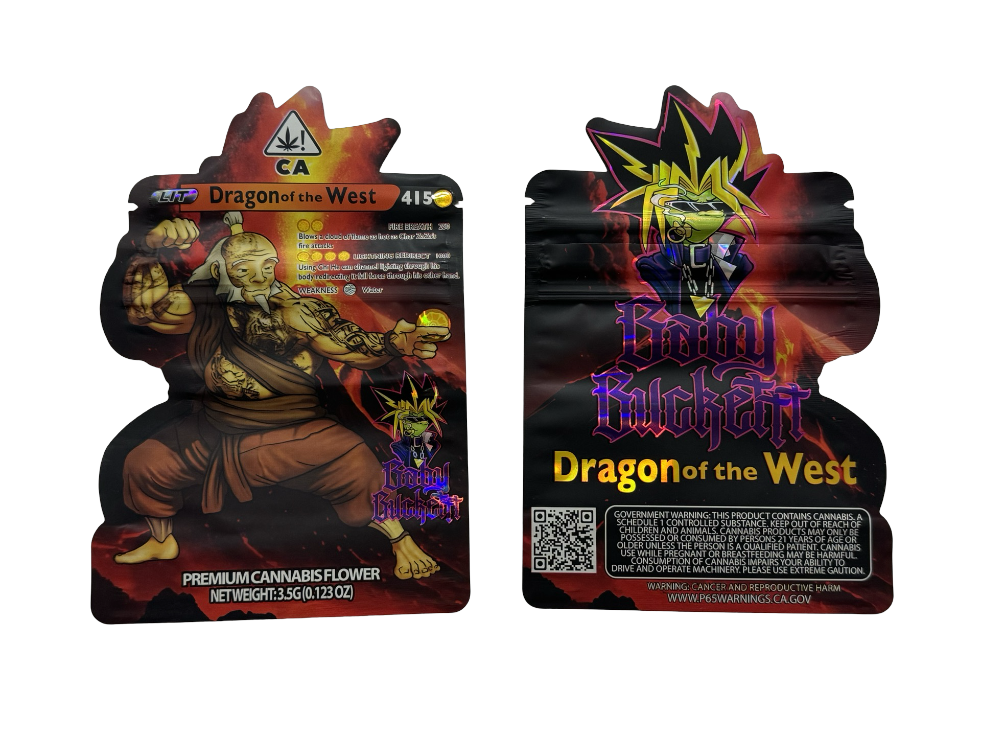 Dragon of the West Mylar Bags 3.5g Baby Buckett